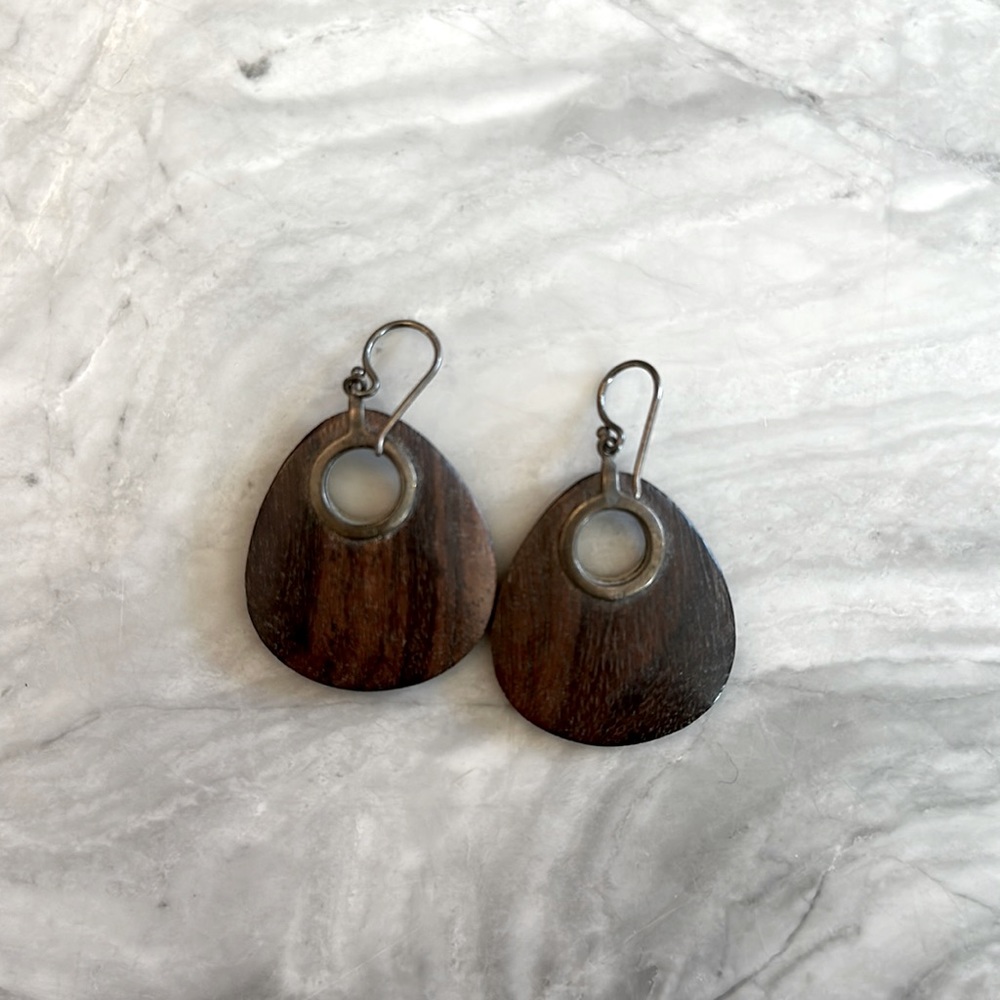Silpada Sterling Silver Sonokeling Wood Dangle Earrings